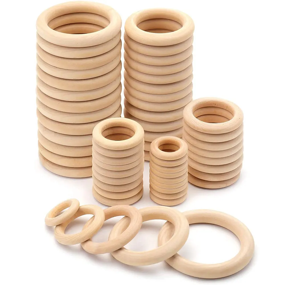Jewelry Making Hoops - Unbehandelte Massivholzringe 15-100MM Natürliche Holzringe für