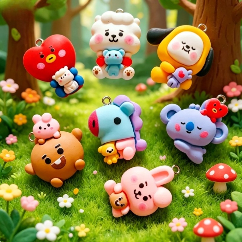 7 Stück BT21 Harz-Cartoon-Anhä – Jewelry Making Supplies Bewertung und Preis