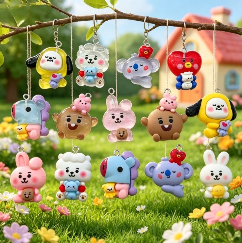 7 Stück BT21 Harz-Cartoon-Anhä – Jewelry Making Supplies Bewertung und Preis